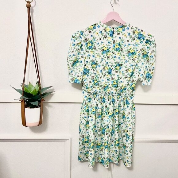 MSGM Italy Floral Short Sleeve White Dress Size IT 46/ Size L - Picture 4 of 8